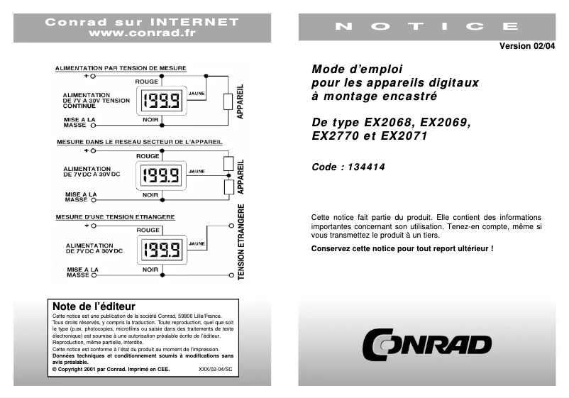 Image de la première page du manuel de l'appareil EX2068