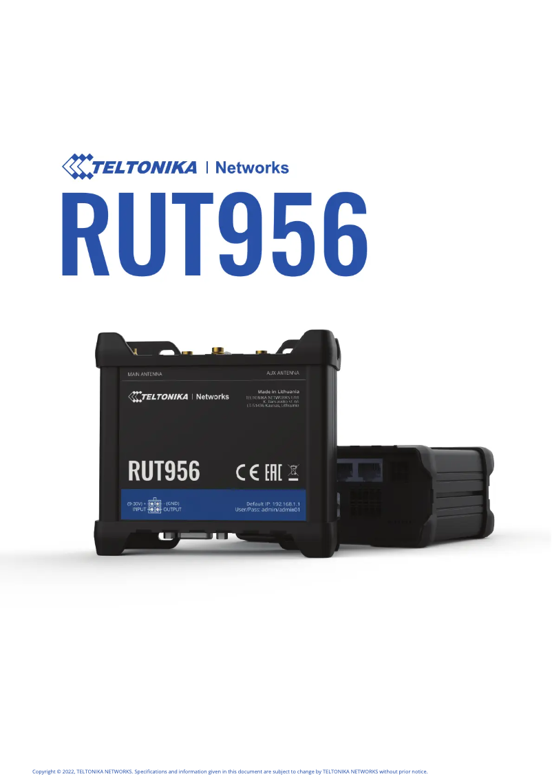 Página 1 del manual Ficha técnica Teltonika RUT956