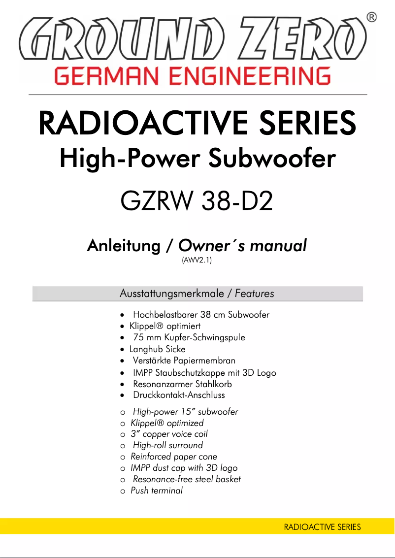 Imagen de la primera página del manual del dispositivo GZRW 38-D2