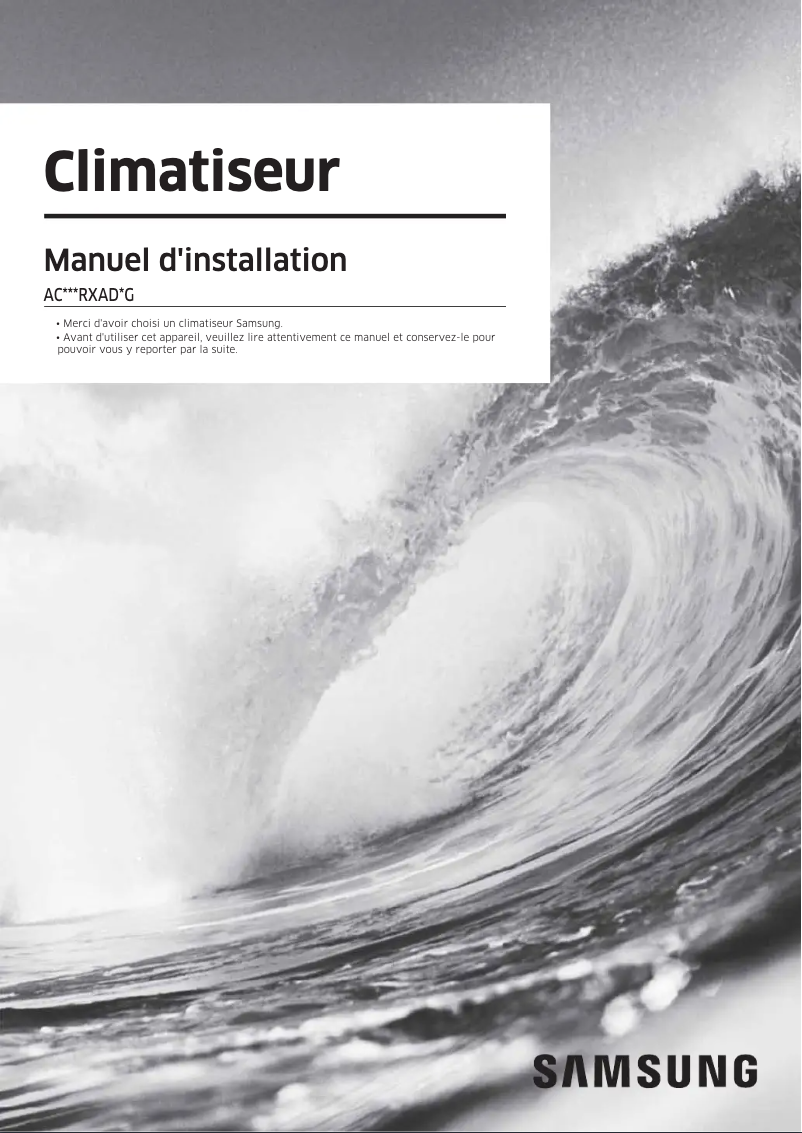 Page 1 de la notice Manuel utilisateur Samsung AC140RXADNG/EU