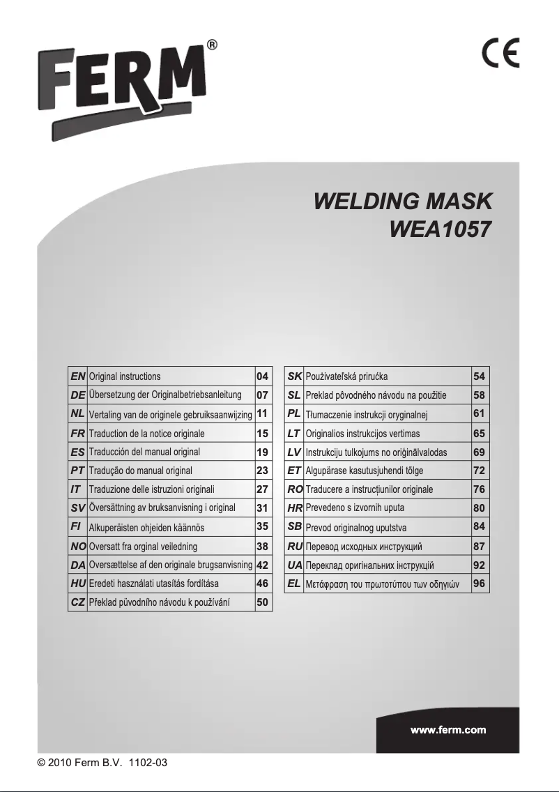 Imagen de la primera página del manual del dispositivo WEA1057