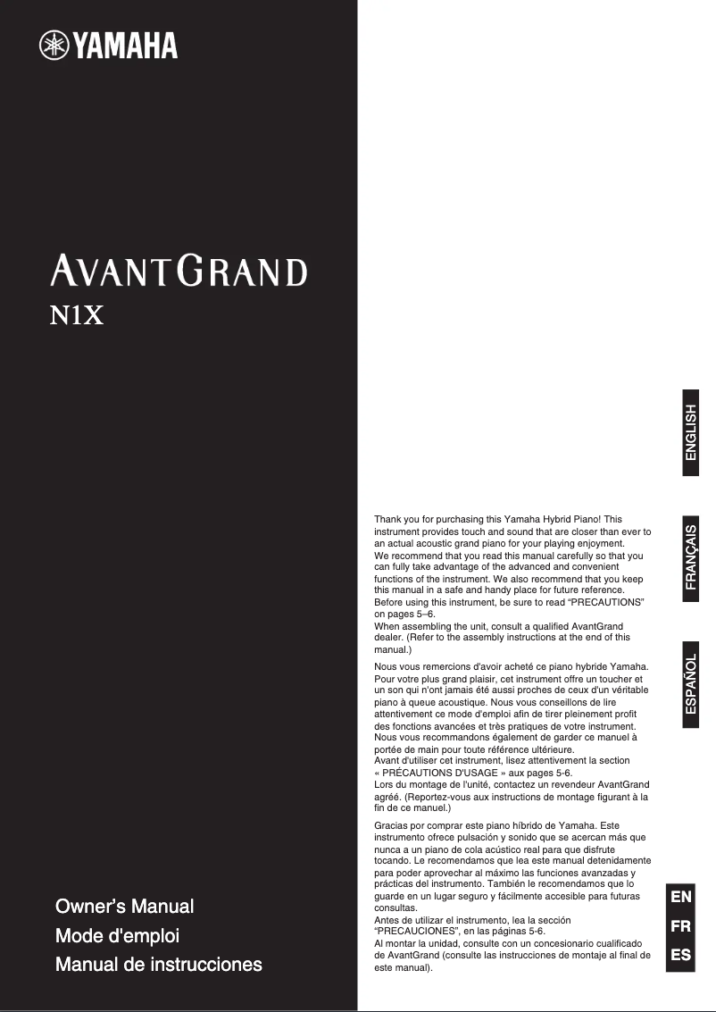 Page n°1 - Manuel utilisateur Yamaha AvantGrand N1X