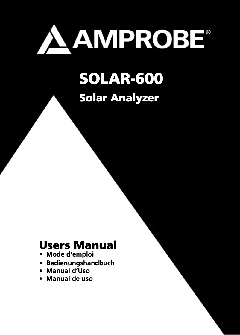 Page n°1 - Manuel utilisateur Amprobe SOLAR-600
