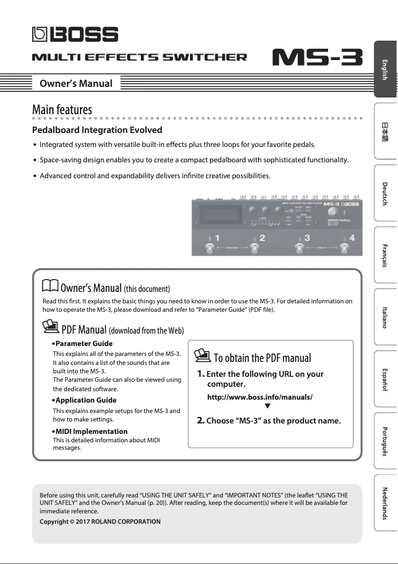 Image de la première page du manuel de l'appareil MS-3