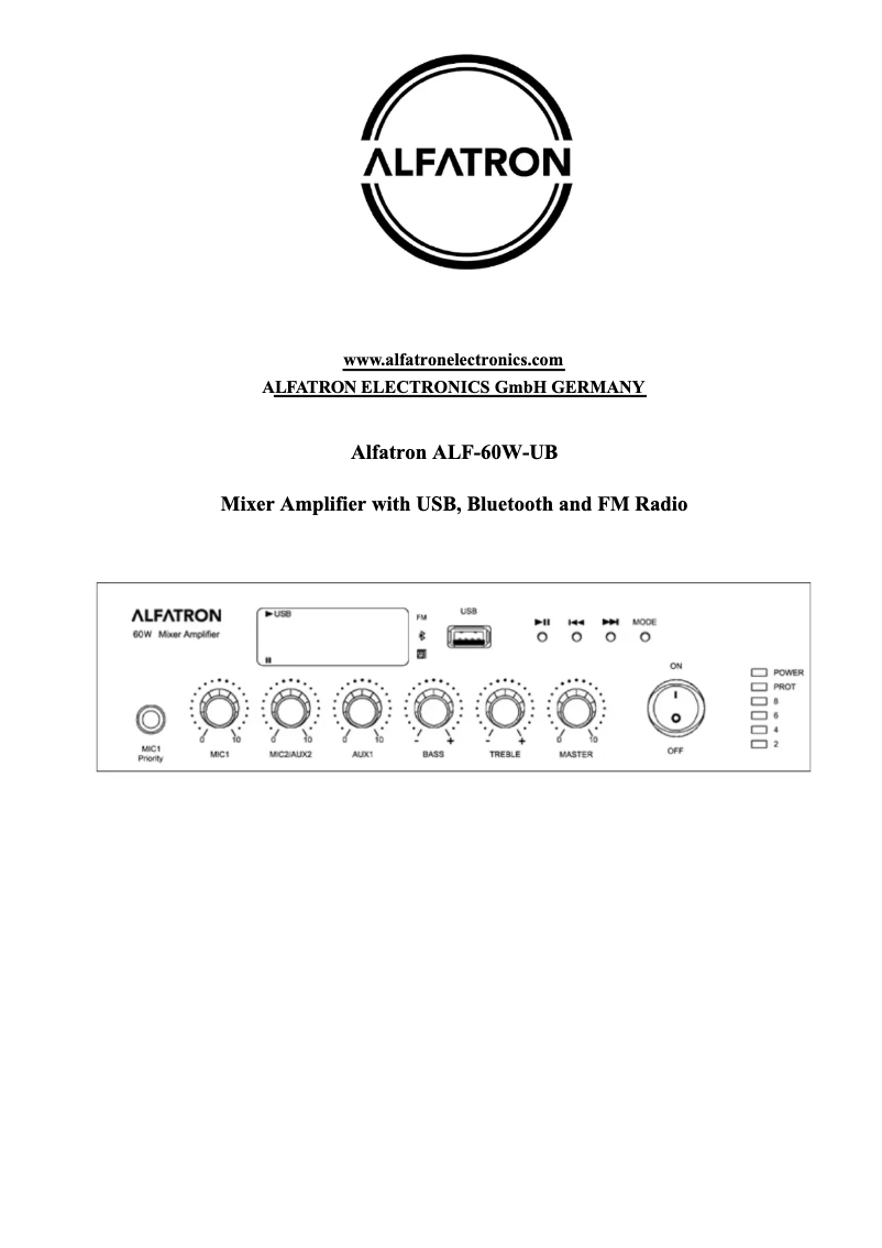 Page n°1 - Manuel utilisateur Alfatron ALF-250W-UB