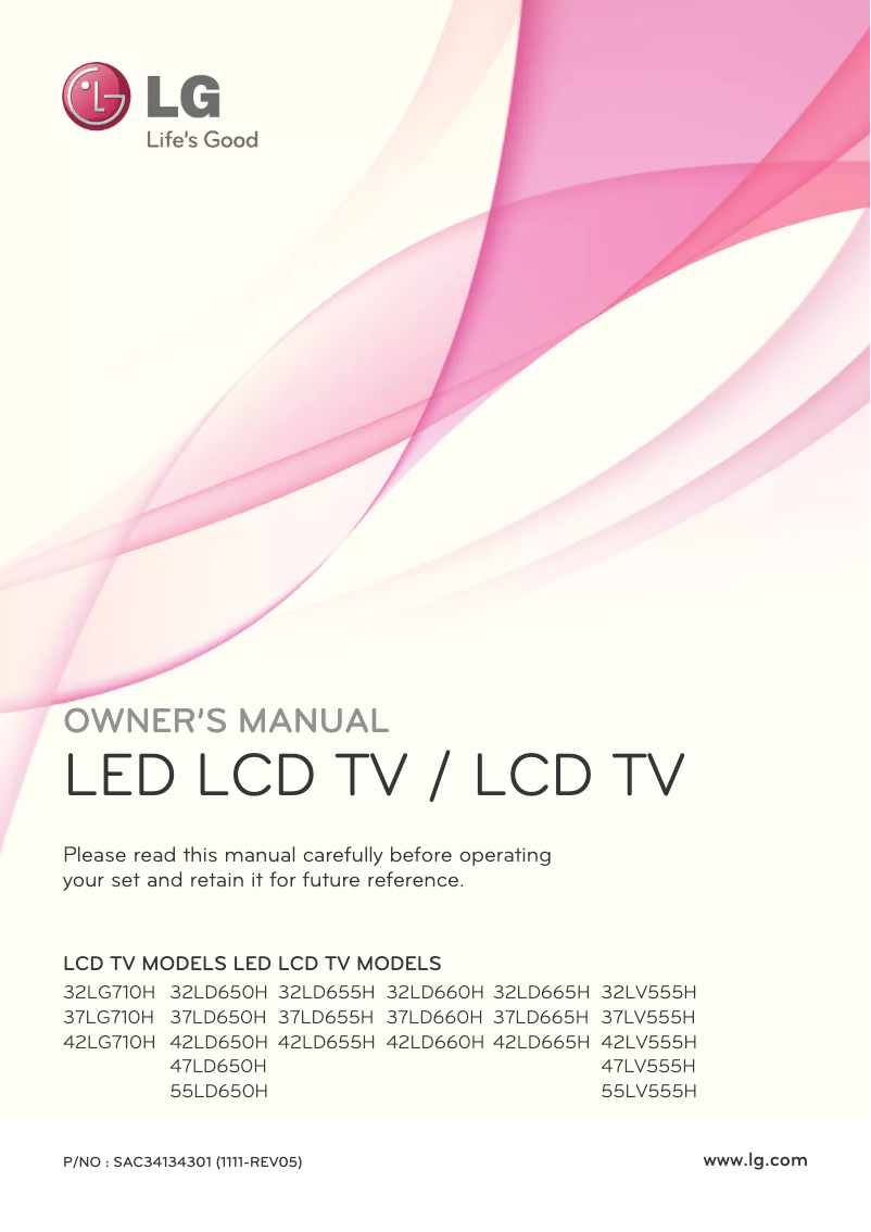 Page 1 de la notice Manuel utilisateur LG 47LV555H