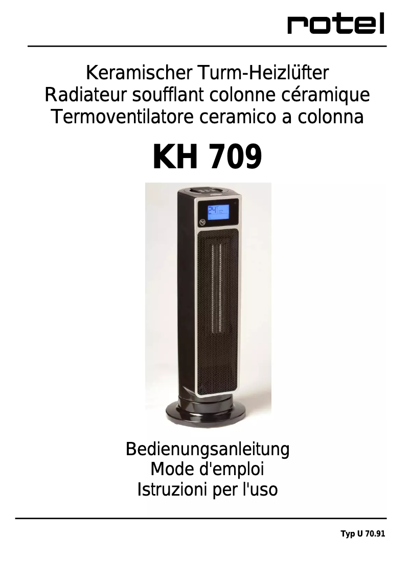 Page n°1 - Manuel utilisateur Rotel KH 709
