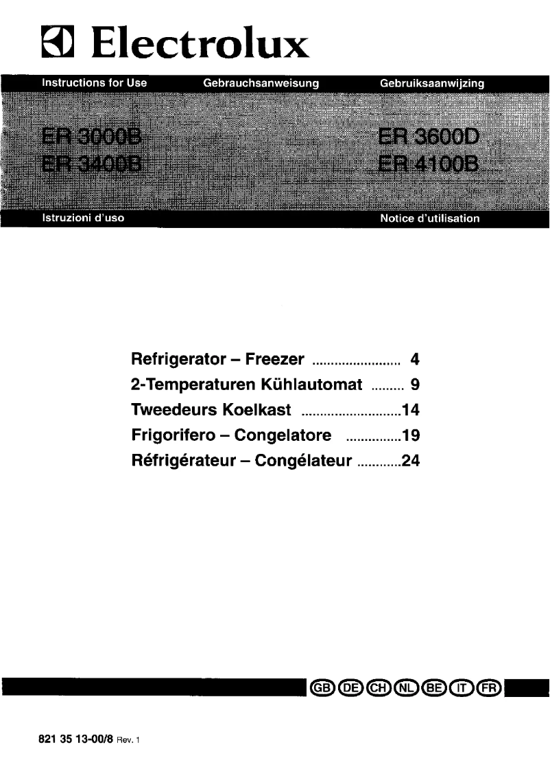 Page n°1 - Manuel utilisateur Electrolux ER 3600