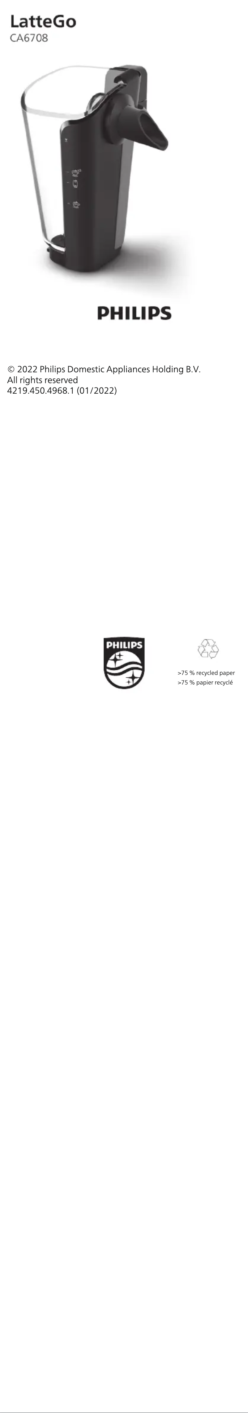 Page n°1 - Manuel utilisateur Philips LatteGo CA6708