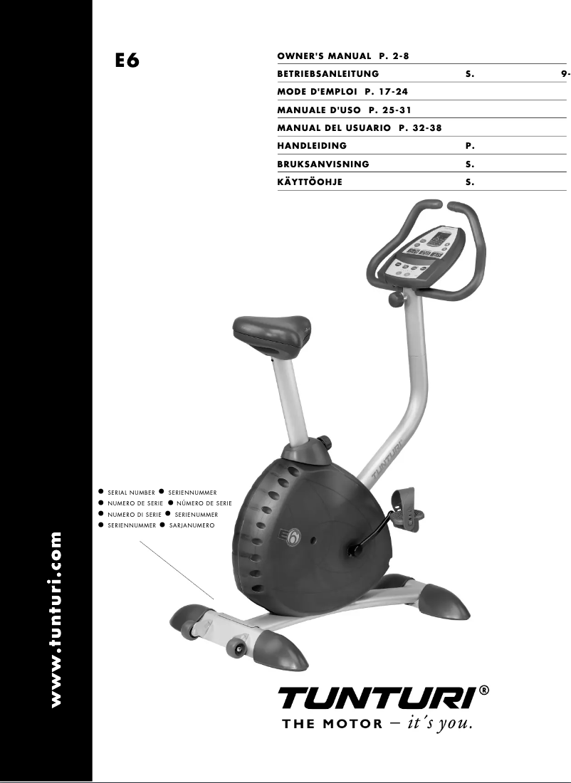 Página 1 del manual Manual de usuario Tunturi E6