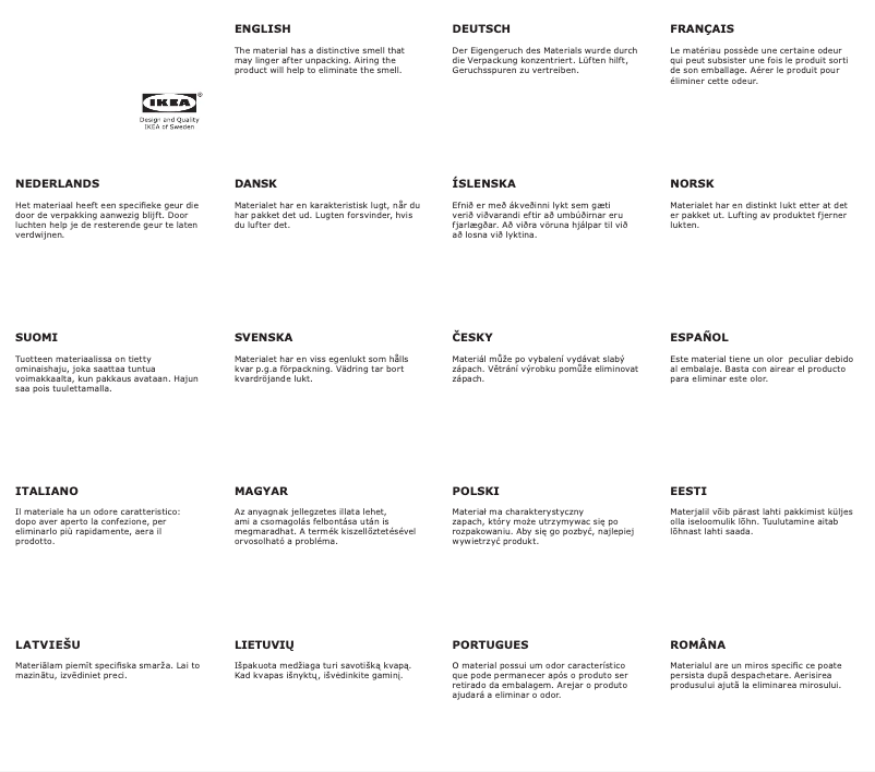 Page 1 de la notice Manuel utilisateur Ikea VEDBO 305.522.26