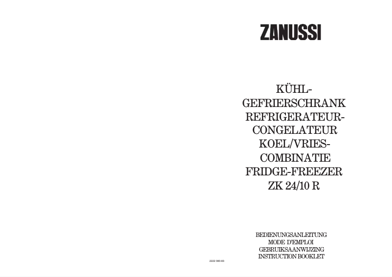 Image de la première page du manuel de l'appareil ZK 24/10 R