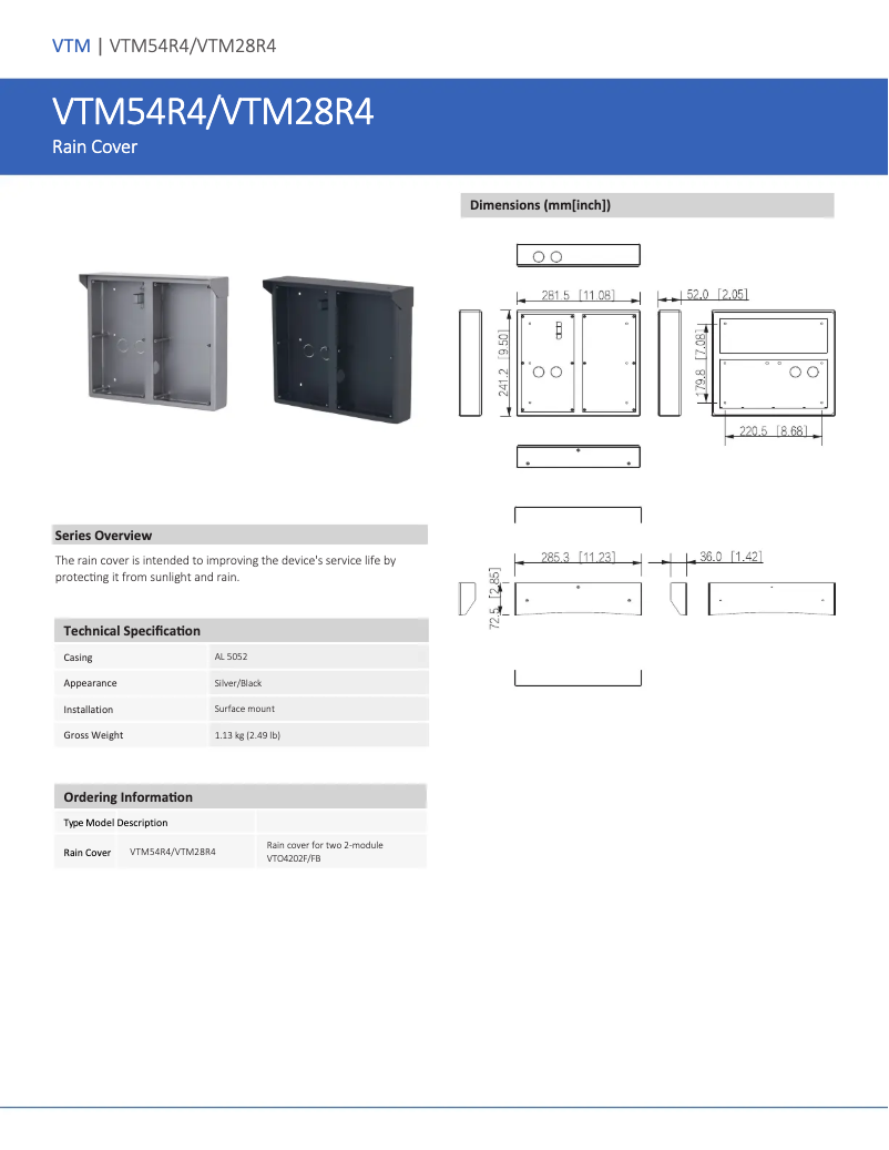 Page n°1 - Manuel utilisateur Dahua Technology VTM54R4