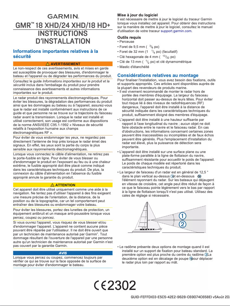 Page 1 de la notice Guide d'installation Garmin GMR 18 HD+