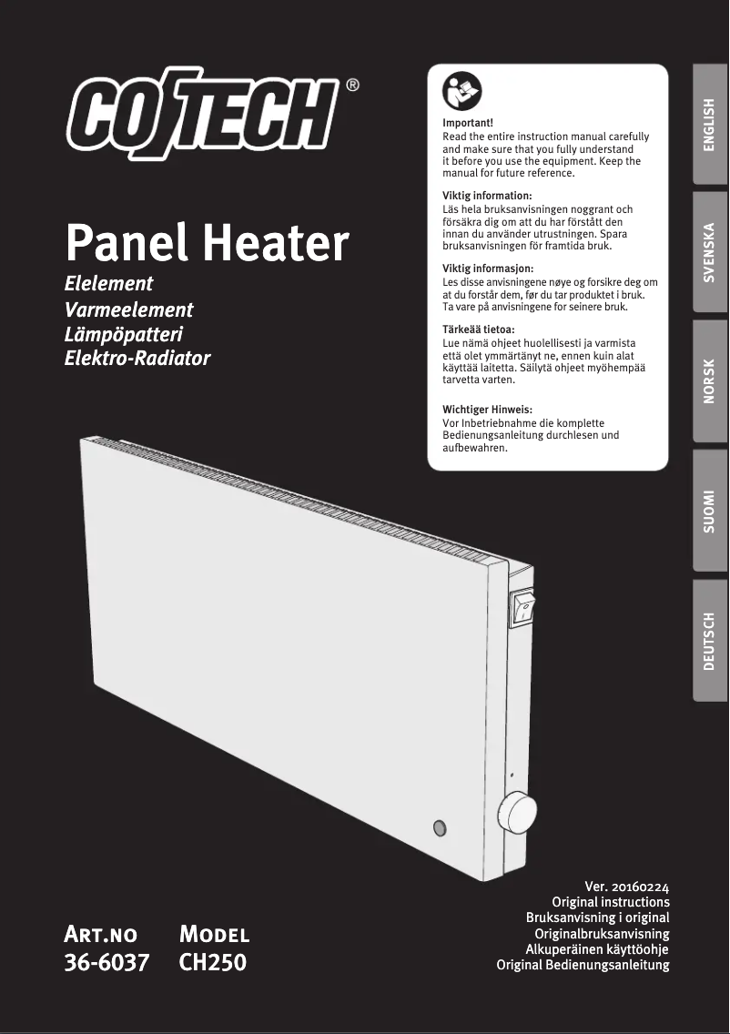 Page 1 de la notice Manuel utilisateur Cotech CH250