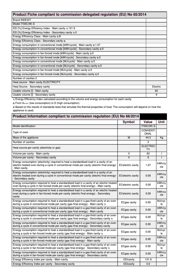 Page n°1 - Instructions / montage Indesit IT50CW S