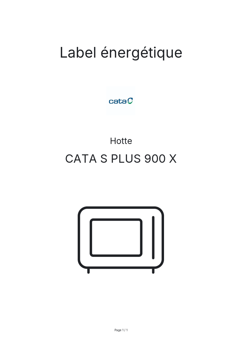 Page n°1 - Label énergétique CATA S PLUS 900 X