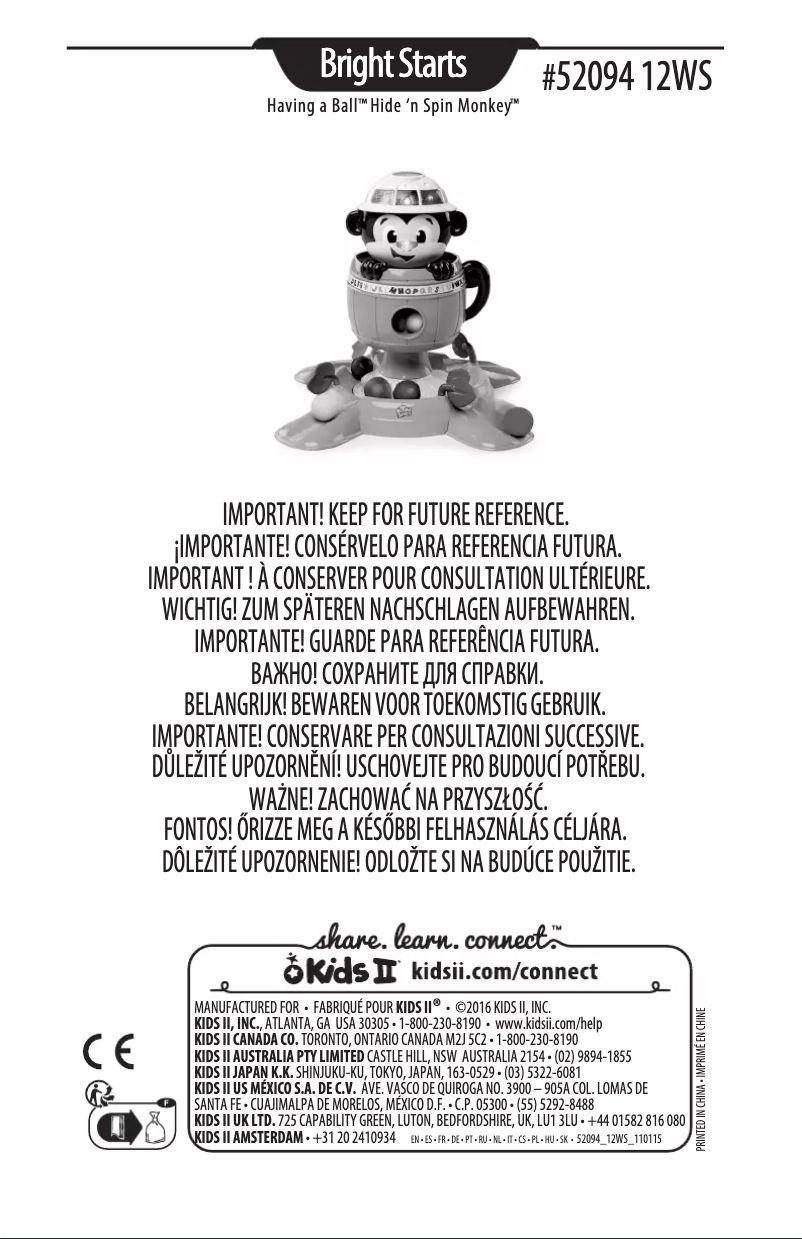 Page n°1 - Manuel utilisateur Bright Starts Hide 'n Spin Monkey