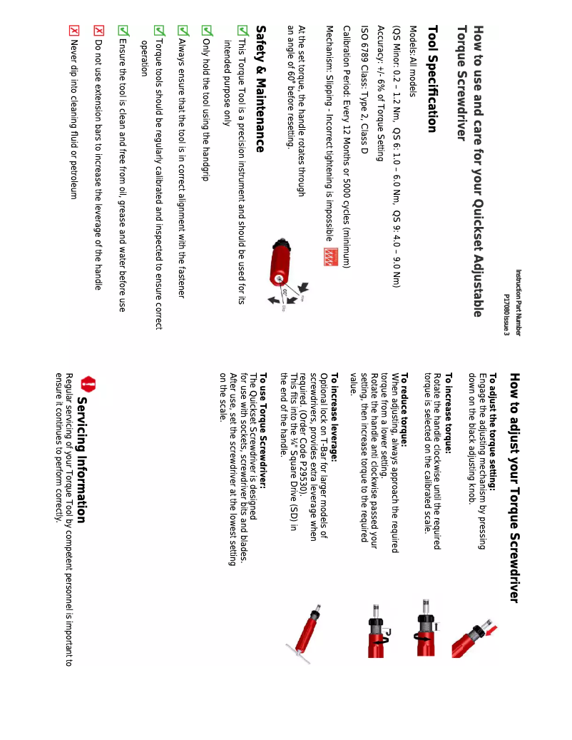 Page 1 de la notice Manuel utilisateur Gedore Quickset Minor Metric FH