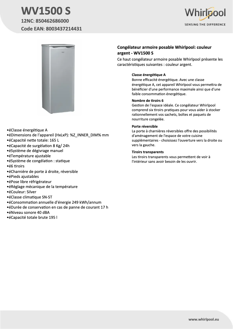 Imagen de la primera página del manual del dispositivo WV1500 S