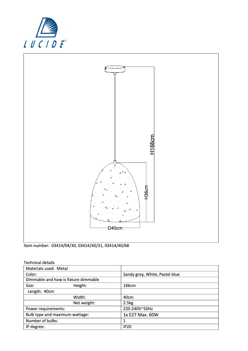 Page n°1 - Manuel utilisateur Lucide Eternal 03414/40/30