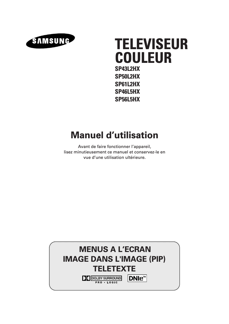Page 1 de la notice Manuel utilisateur Samsung SP-56L5HX