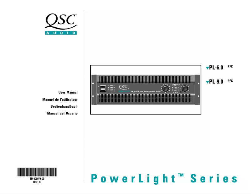 Page n°1 - Manuel utilisateur QSC PowerLight 9.0
