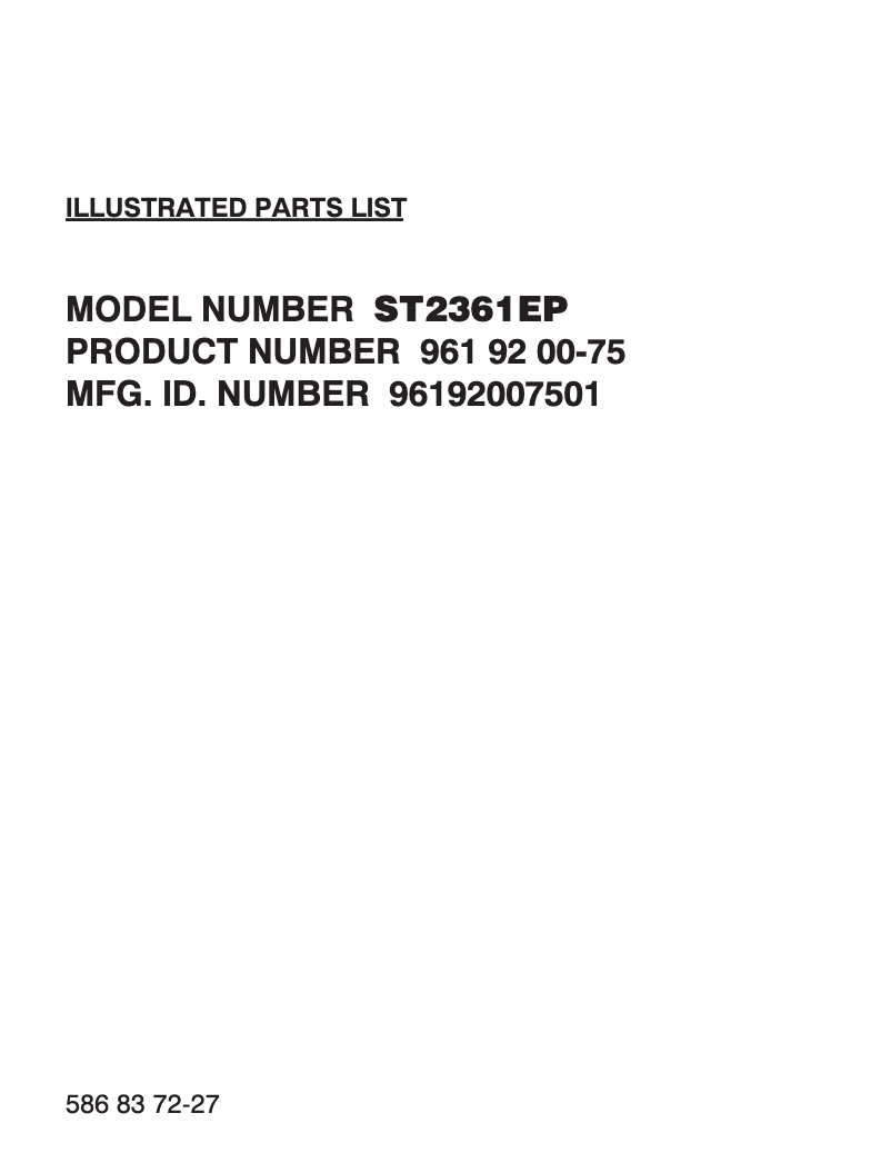 Page n°1 - Manuel utilisateur Jonsered ST2361EP