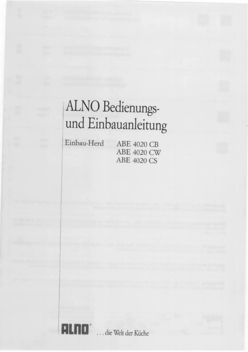 Page n°1 - Manuel utilisateur Alno ABE4020CB