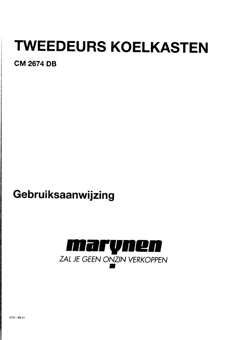 Page 1 de la notice Manuel utilisateur Marynen CM 2674 DB