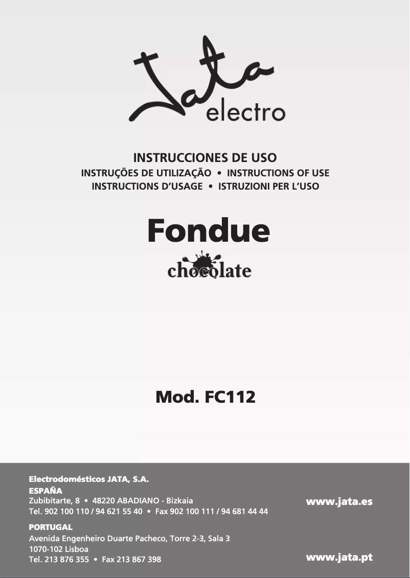 Page 1 de la notice Manuel utilisateur Jata FC112