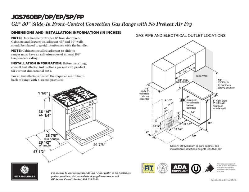 Imagen de la primera página del manual del dispositivo JGS760DPWW