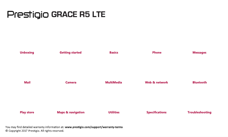 Image de la première page du manuel de l'appareil Grace R5 LTE