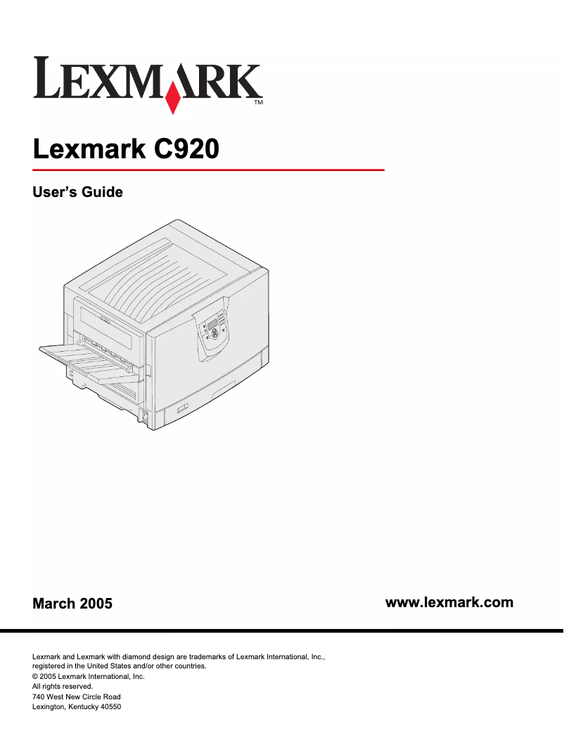 Page 1 de la notice Manuel utilisateur Lexmark C920N