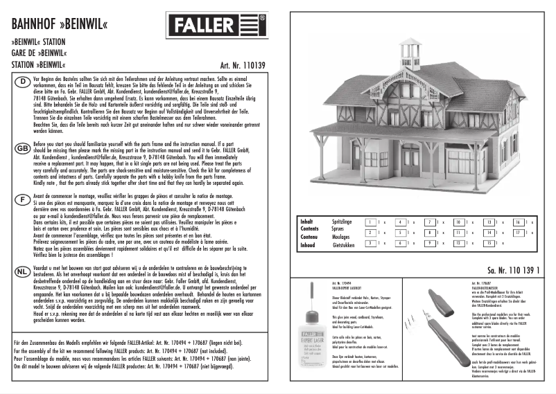 Page 1 de la notice Manuel utilisateur Faller 110139