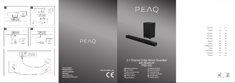 Page 1 de la notice Manuel utilisateur PEAQ PSB 400