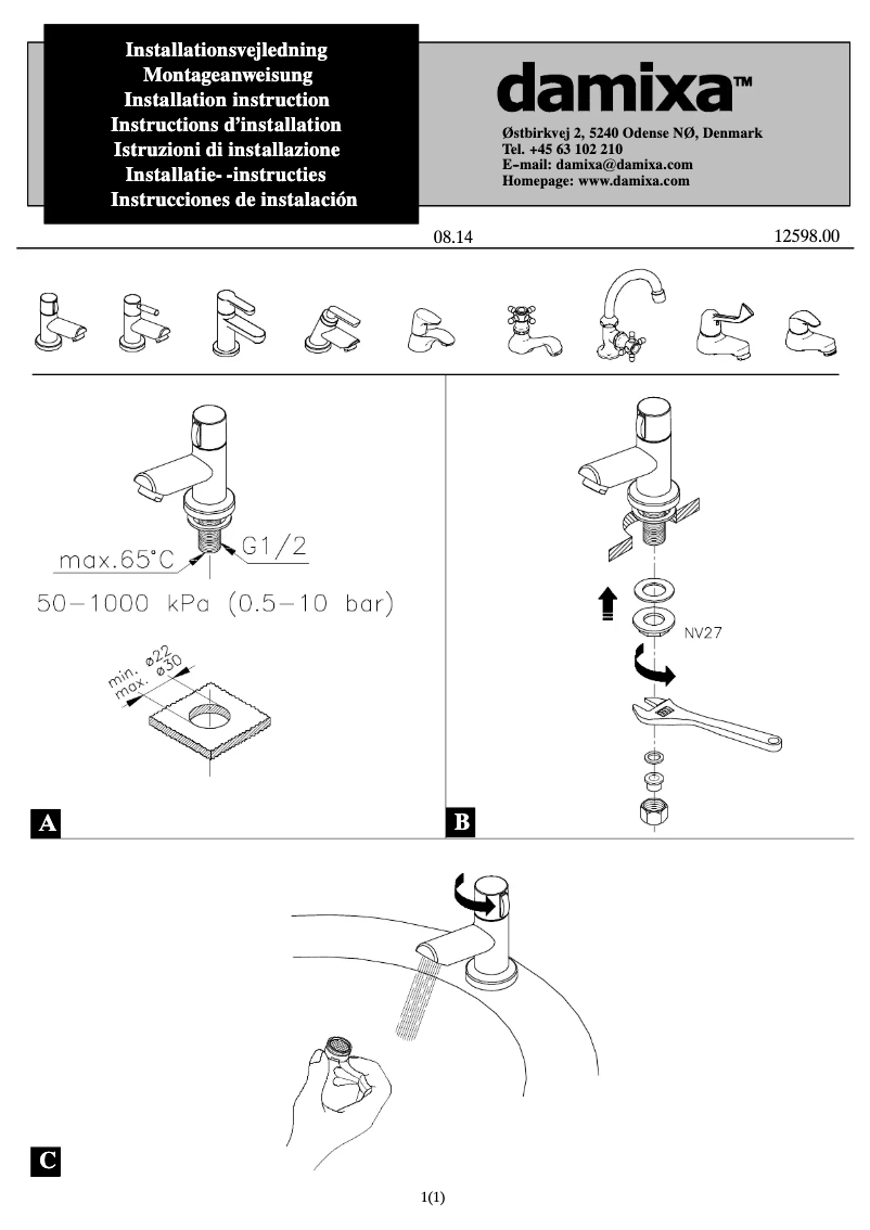 Page 1 de la notice Manuel utilisateur Damixa 3701400