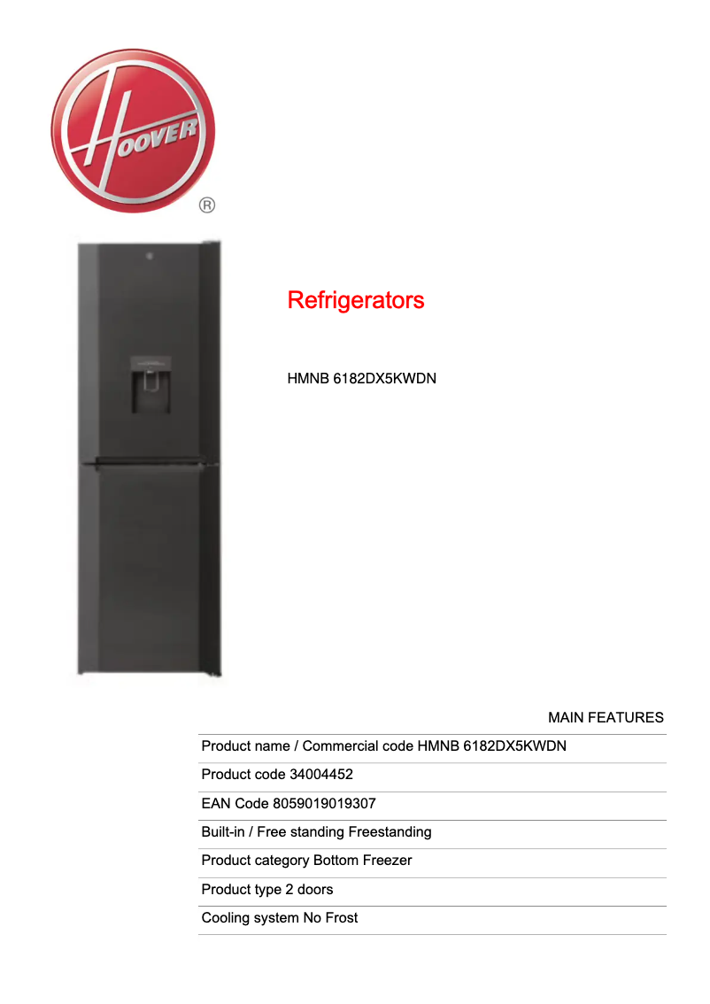 Image de la première page du manuel de l'appareil HMNB 6182DX5KWDN