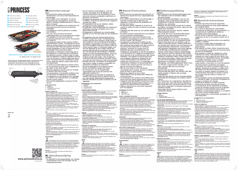 Page 1 de la notice Manuel utilisateur Princess Table Chef Hot-Zone 103050
