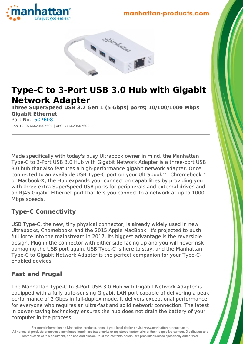 Page 1 de la notice Fiche technique Manhattan 507608