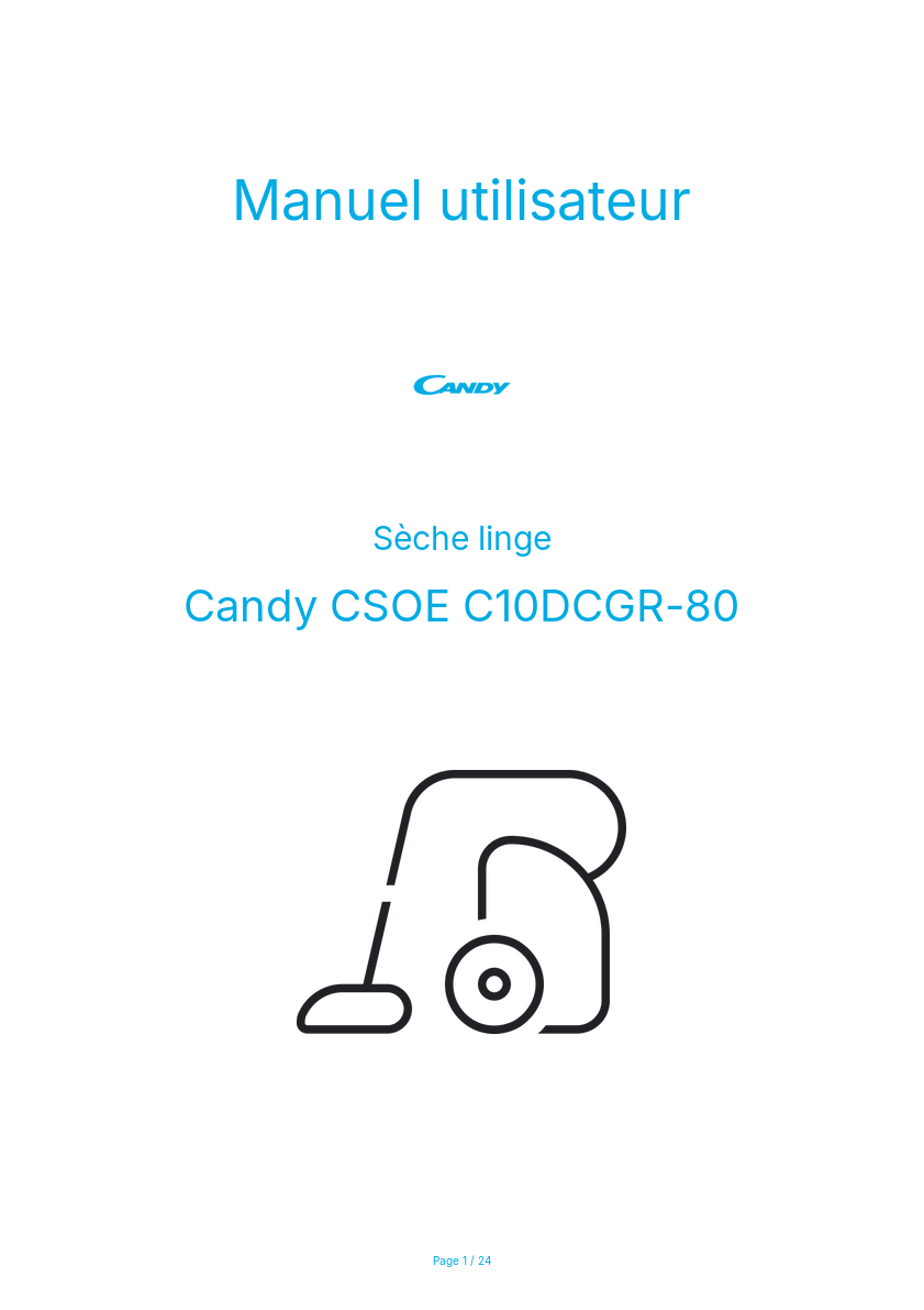 Page n°1 - Manuel utilisateur Candy CSOE C10DCGR-80
