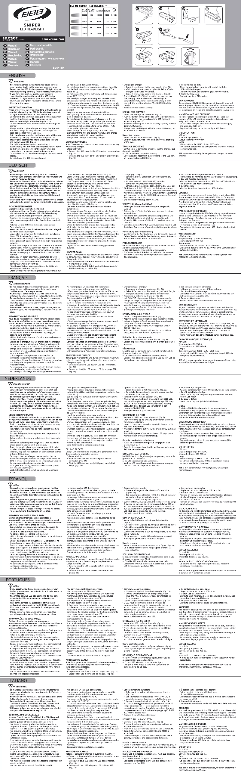 Page n°1 - Manuel utilisateur BBB Sniper BLS-110