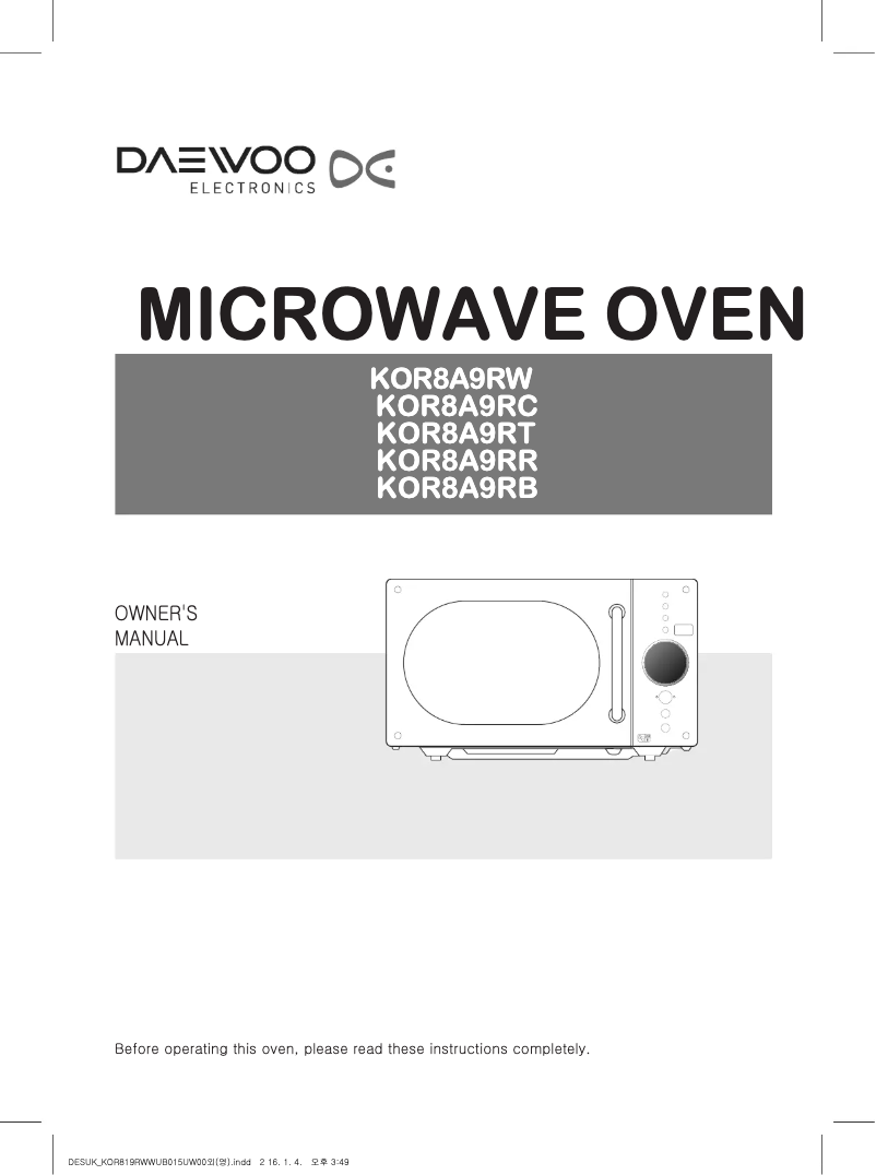 Page 1 de la notice Manuel utilisateur Daewoo KOR-8A9RW