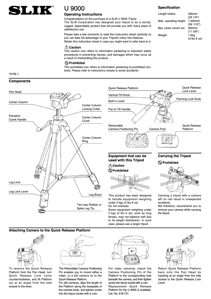 Page 1 de la notice Manuel utilisateur Slik U9000
