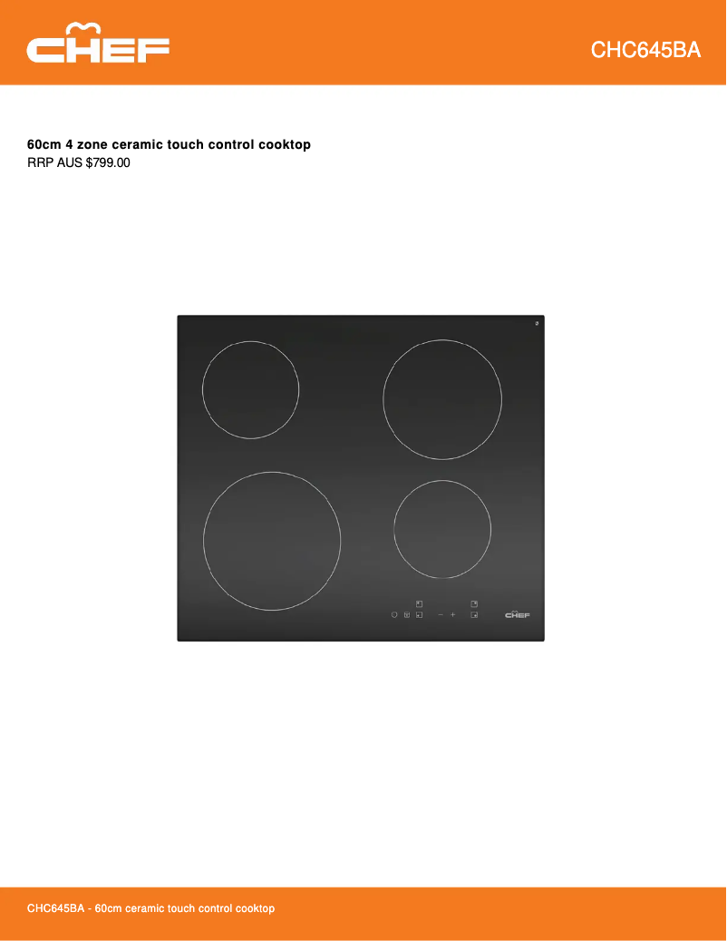 Page 1 de la notice Fiche technique Chef CHC645BA
