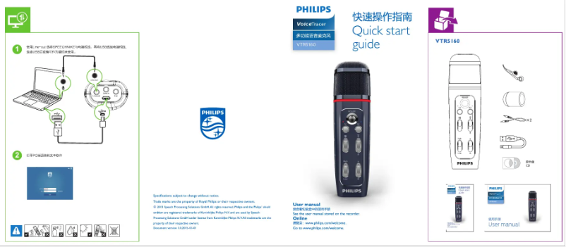 Page 1 de la notice Guide de démarrage rapide Philips Voice Tracer VTR5160
