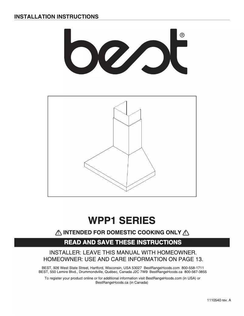 Página 1 del manual Manual de usuario Best WPP14812SS