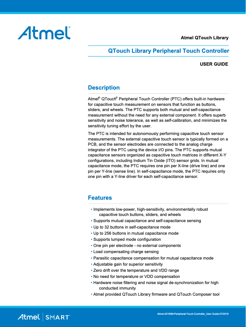 Imagen de la primera página del manual del dispositivo ATSAMDA1J14B