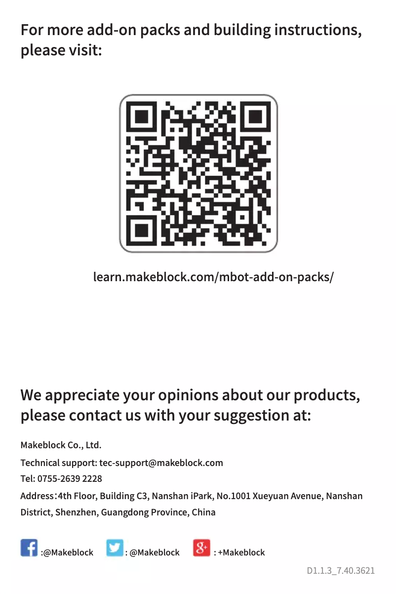 Page n°1 - Manuel utilisateur Makeblock mBot