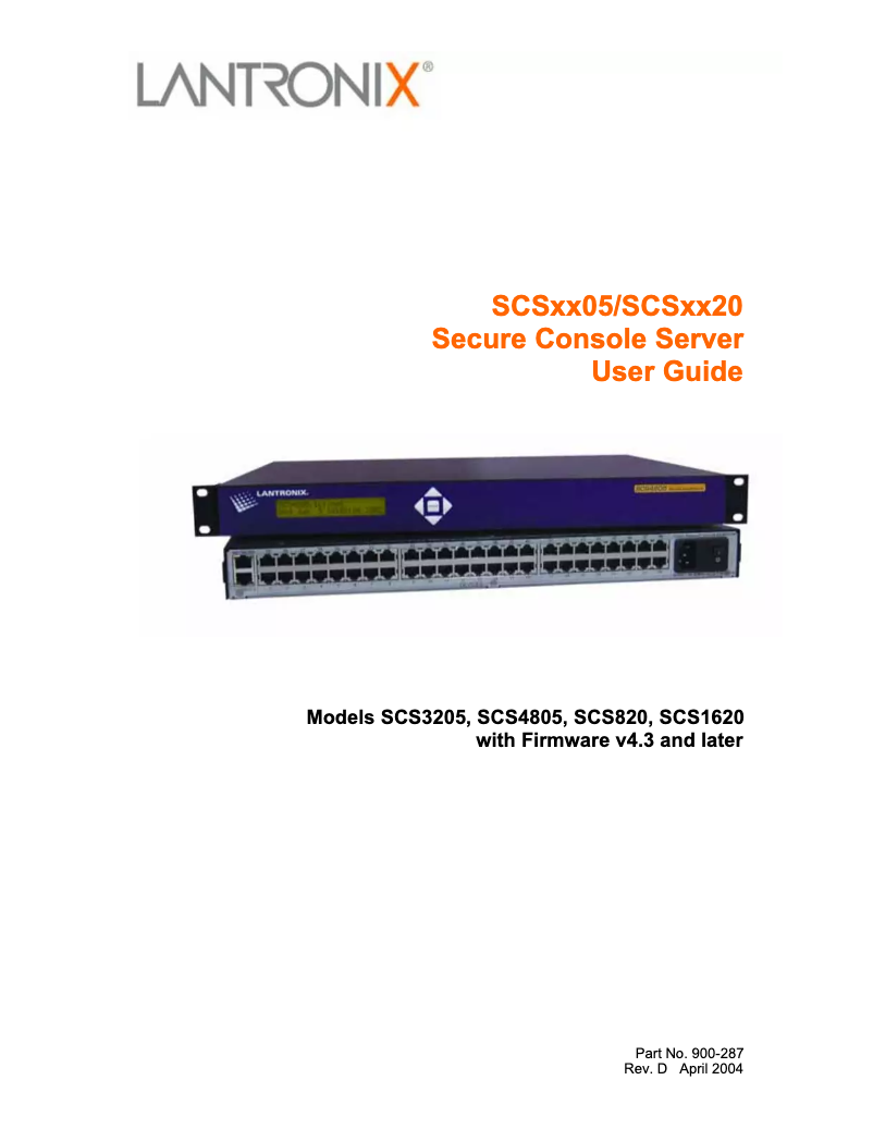 Page n°1 - Manuel utilisateur Lantronix SCS1620